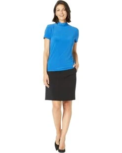 Anne Klein Shirts & Tops Women Solid Short Sleeve Mock -Deals Anne Klein Store 612IsgGGctL. AC SR736920