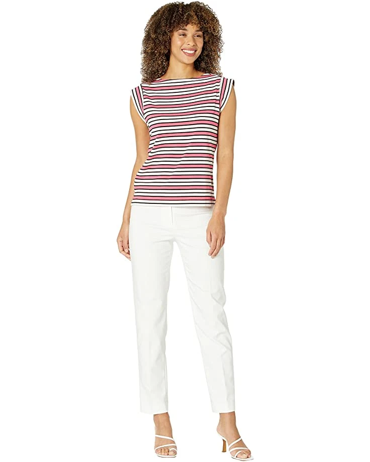 Anne Klein Shirts & Tops Women Multi Stripe Cap Sleeve Cotton Top 6 Anne Klein Shirts & Tops Women Multi Stripe Cap Sleeve Cotton Top - Image 4