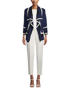 Anne Klein Sweaters Women Color-Block Open Front Cardigan