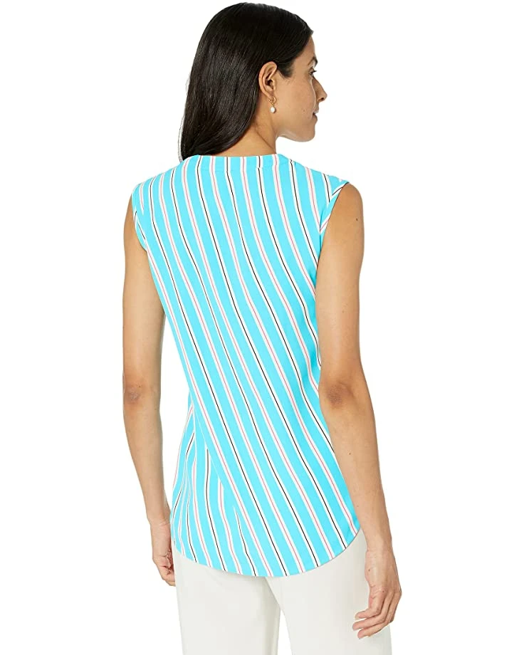 Anne Klein Shirts & Tops Women Bias Stripe Sleeveless Split-Neck Blouse 4 Anne Klein Shirts & Tops Women Bias Stripe Sleeveless Split-Neck Blouse - Image 2