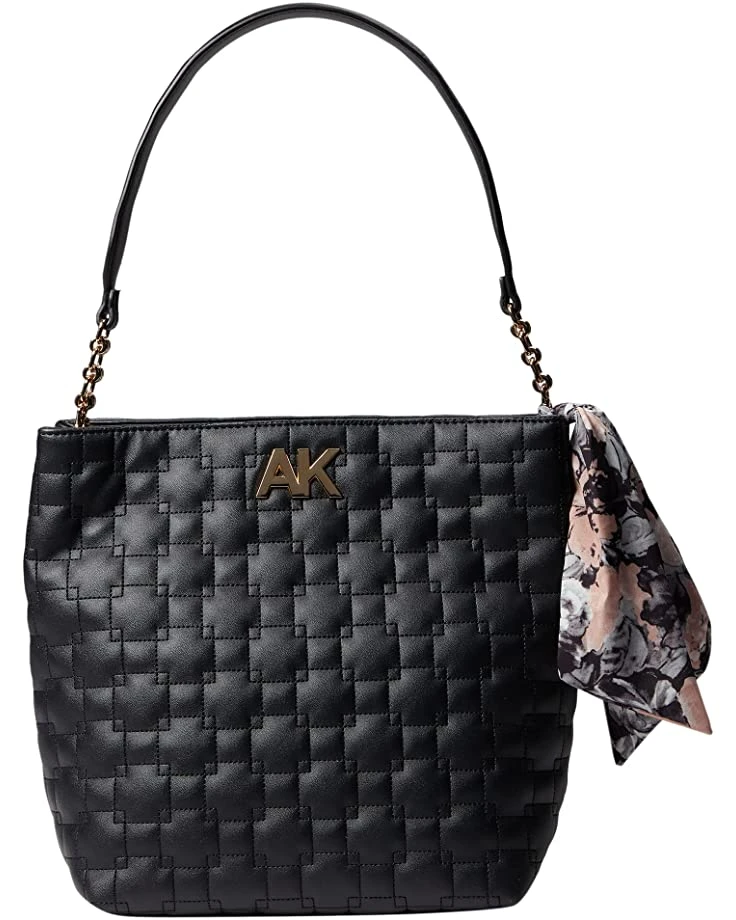 Anne Klein Handbags Women Quilted Velvet Hobo With Scarf 3 Anne Klein Handbags Women Quilted Velvet Hobo With Scarf