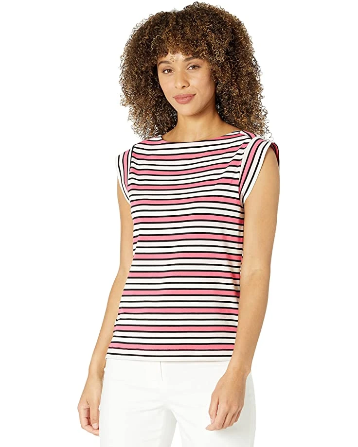 Anne Klein Shirts & Tops Women Multi Stripe Cap Sleeve Cotton Top 3 Anne Klein Shirts & Tops Women Multi Stripe Cap Sleeve Cotton Top