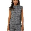 Anne Klein Shirts & Tops Women Mock Neck Vest Plaid & Serenity Knit