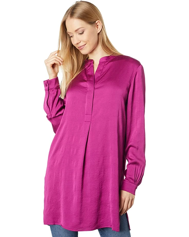 Anne Klein Shirts & Tops Women Charmeuse Nehru Tunic 3 Anne Klein Shirts & Tops Women Charmeuse Nehru Tunic