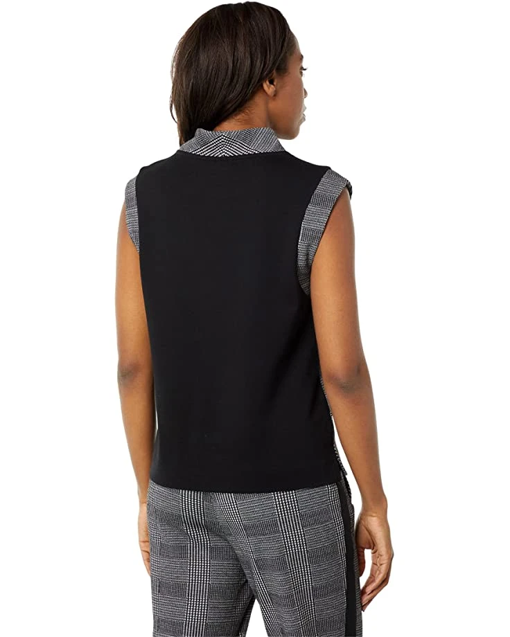Anne Klein Shirts & Tops Women Mock Neck Vest Plaid & Serenity Knit 4 Anne Klein Shirts & Tops Women Mock Neck Vest Plaid & Serenity Knit - Image 2