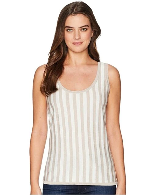 Anne Klein Shirts & Tops Women Striped Scoop Neck Tank Top - Striped Knit -Deals Anne Klein Store 91X1ZwTZOkL. AC SR736920